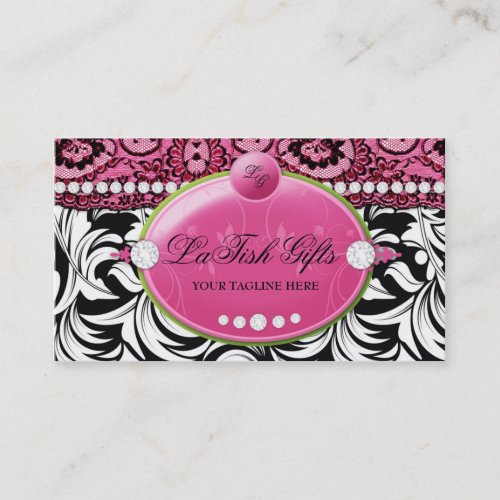 311 Lavish Pink Delish with Fleur de Lis Business Cards