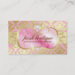 311 Lavish Pink Plater &amp; Golden Damask Shimmer Business Card