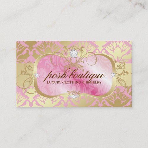 311 Lavish Pink Plater  Golden Damask Shimmer Business Card