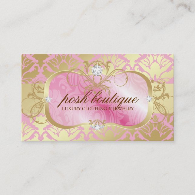 311 Lavish Pink Plater & Golden Damask Shimmer Business Card (Front)