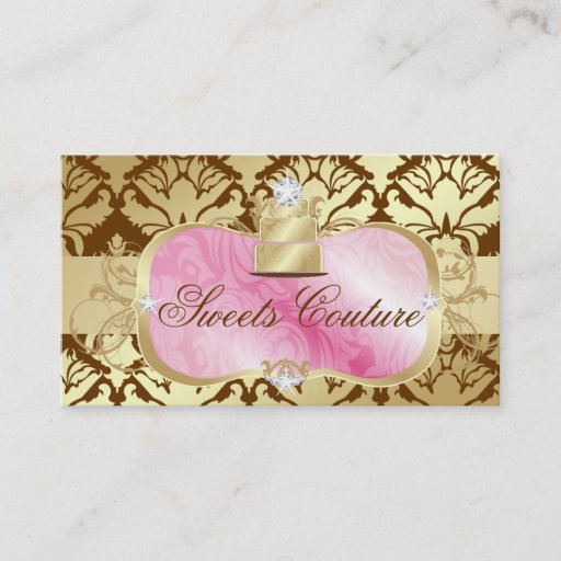 Customizable 311 Lavish Pink Platter & Golden Cake Shimmer Business Cards