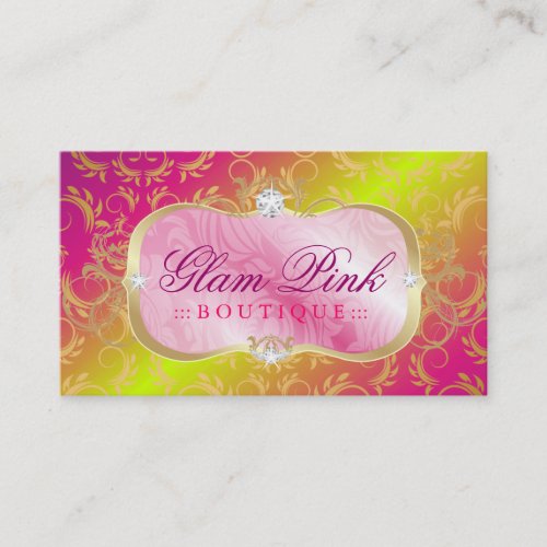 311-Lavish Pink Platter | Golden Divine Rose Stem Business Card Templates