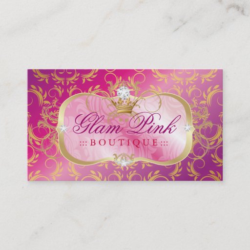 Customizable 311 Lavish Pink Platter Tiara Golden Divine Pink P Business Card Template