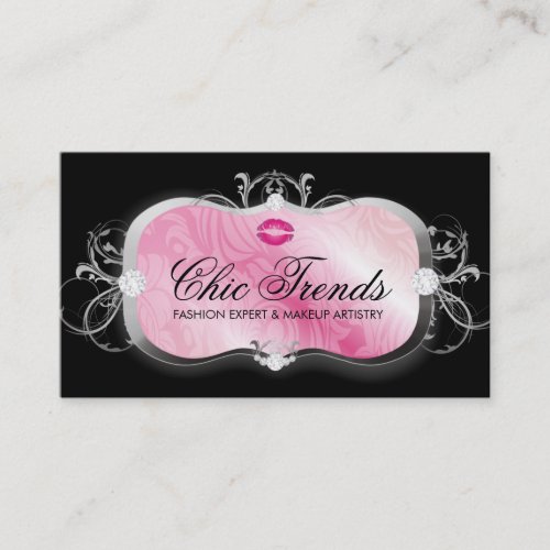 311-Lavish Pink Platter with Lips | Black Business Cards