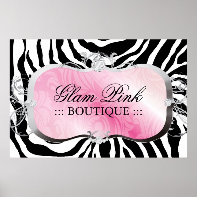 311 Lavish Pink Platter Zebra Silver Poster (Front)