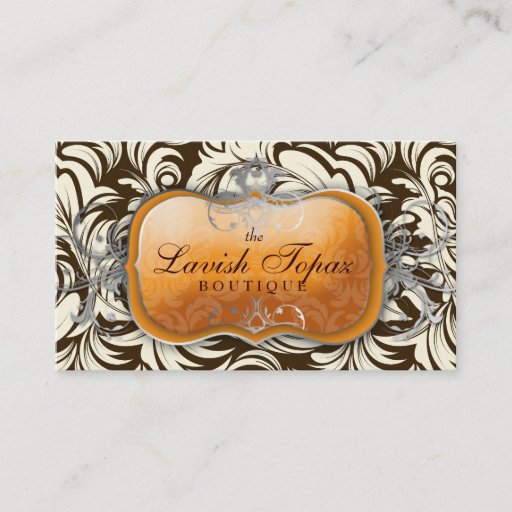 Customizable 311 Lavish Tangerine | Brown & Cream Business Card