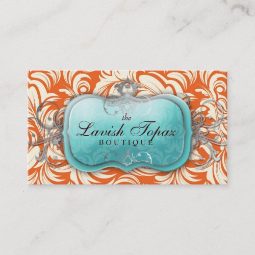 311 Lavish Topaz Orange &amp; Cream Business Card Template