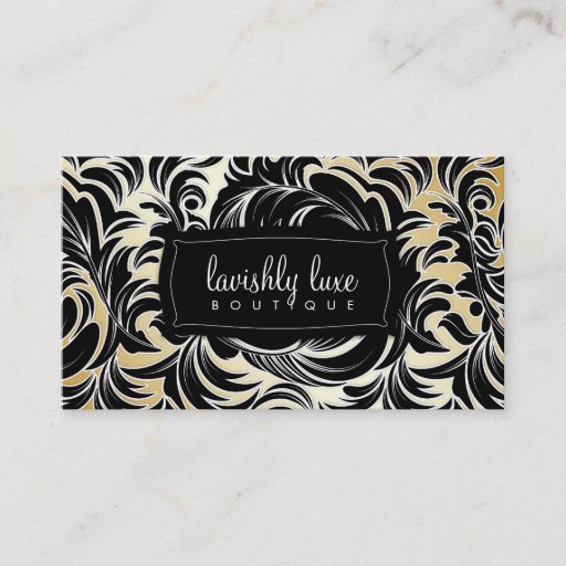 Customizable 311 Lavishly Lainey White Trim Gold Business Card