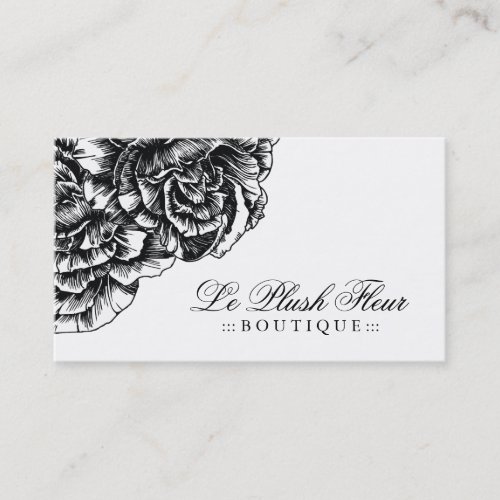 311-Le Plush Fleur - Black et White Business Card Templates