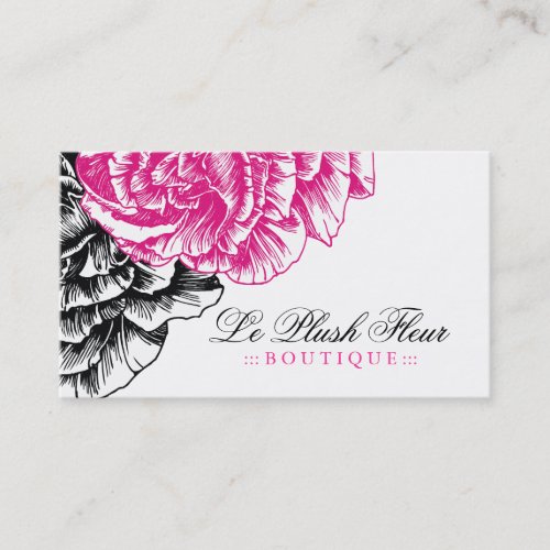 311-Le Plush Fleur - Hot Pink &amp; Black Business Cards