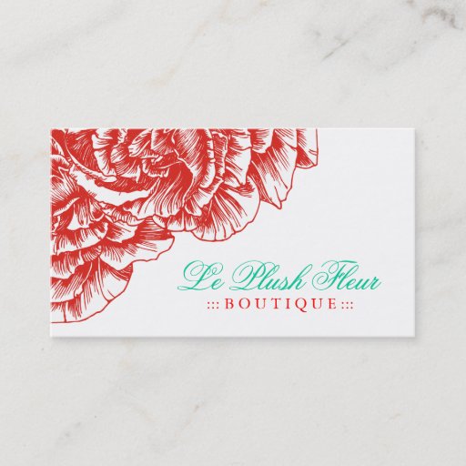 Customizable 311 Le Plush Fleur Rouge &amp; Turquoise Business Cards