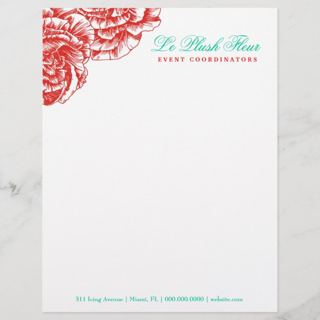 311-Le Plush Fleur - Rouge & Turquoise Letterhead (Front)