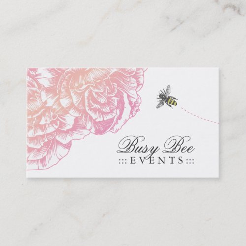 311-Le Plush Fleur with Bee - Creamy Pink Business Card Templates