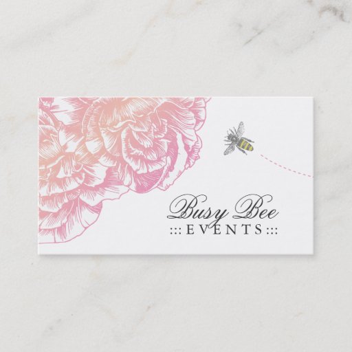 Customizable 311-Le Plush Fleur with Bee - Creamy Pink Business Card