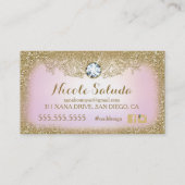 311 Lilac Diamond Vintage Glam Gold Glitter Business Card (Back)