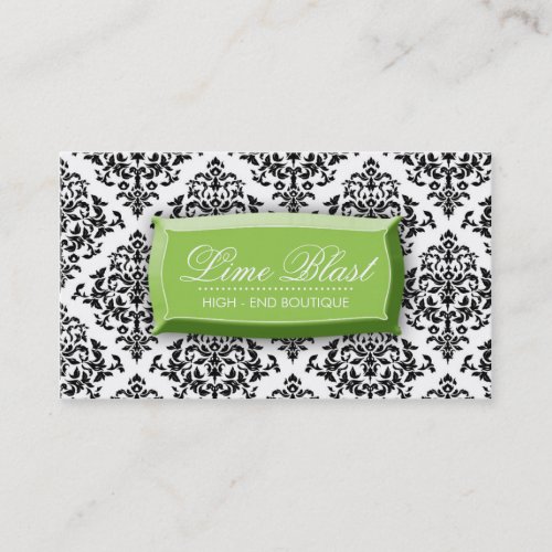 311 Lime Blast Damask Lime Green Business Card