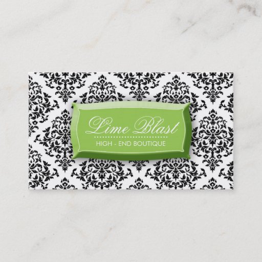 Customizable 311 Lime Blast Damask Lime Green Business Card