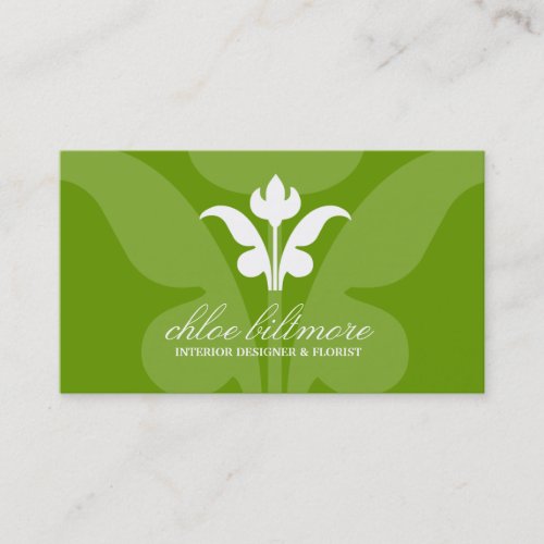 311 Lime Floral Flare Business Cards