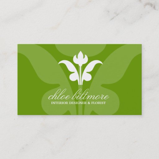 Customizable 311 Lime Floral Flare Business Cards