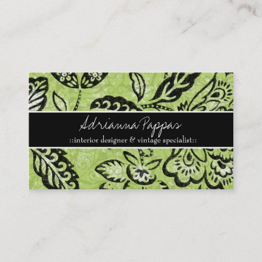 Customizable 311 LIME FLORAL VINTAGE BUSINESS CARD