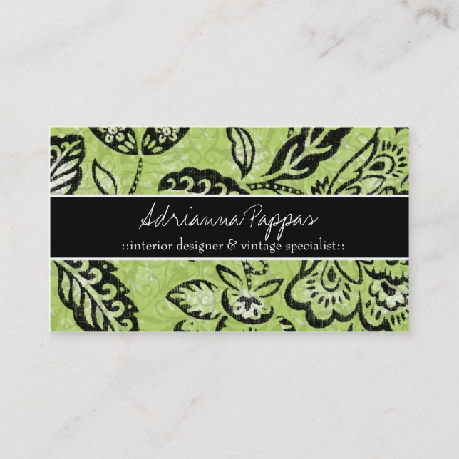 311 LIME FLORAL VINTAGE BUSINESS CARD (Front)