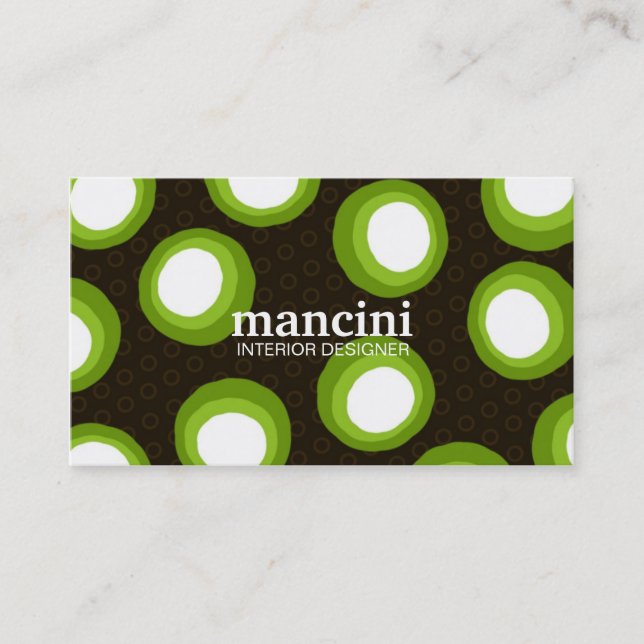 311-LIME RETRO DOTS BUSINESS CARD (Front)