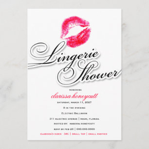 311-Lingerie Shower - Candy Red Kisses Invitation