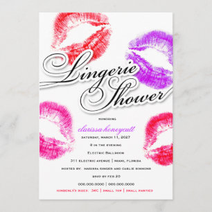 311 Lingerie Shower Colorful Kisses Invitation