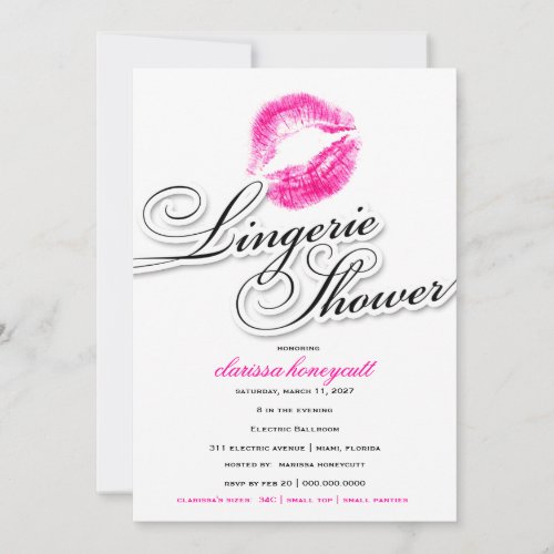 311-Lingerie Shower - Pink Kisses Custom Invite