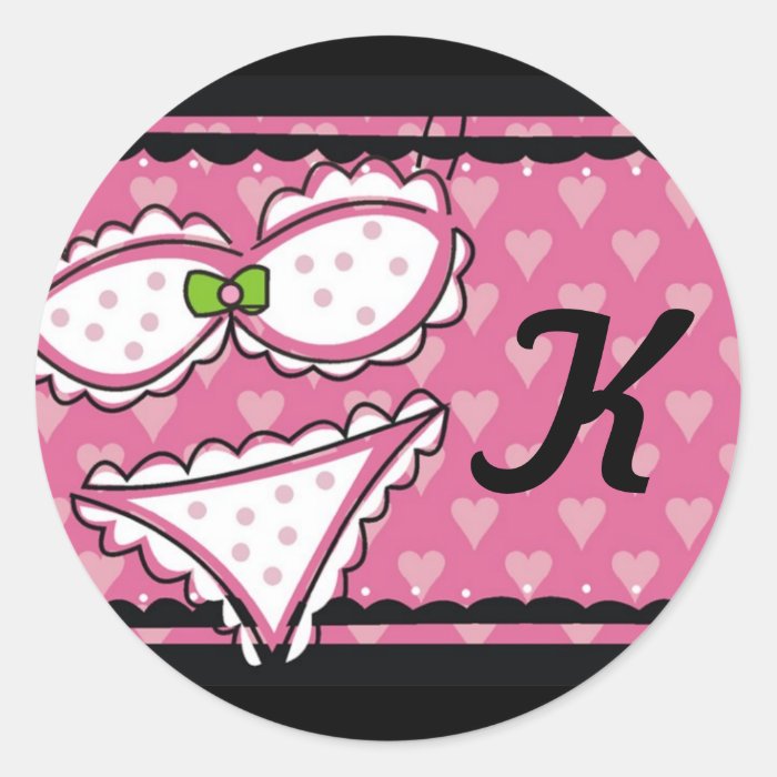 311 LINGERIE  SWIMSUIT MONOGRAM ROUND STICKER