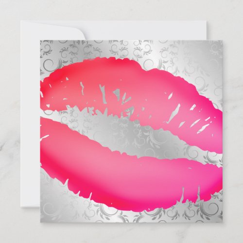 311-Lipstick Kisses | Silver Divine Custom Invitations
