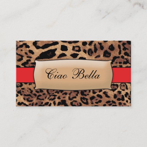 311 Lipstick Red Sassy Leopard Business Cards