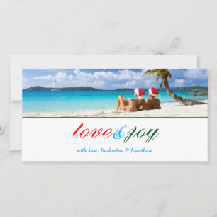 311-Love & Joy Custom Photo_Green Stripe Holiday Card