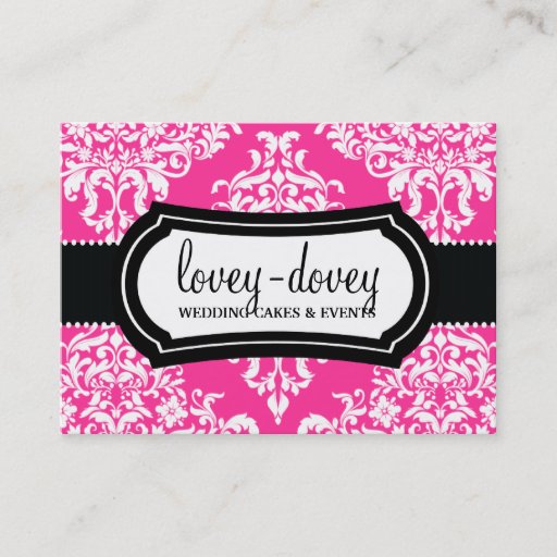 Customizable 311 Lovey Dovey Damask Appointment Card Hot Pink Business Card Templates