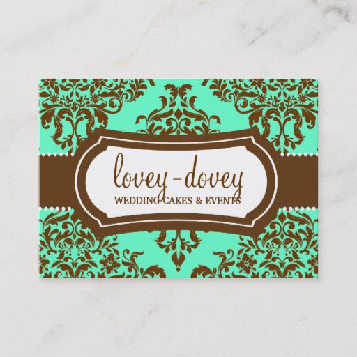 Customizable 311 Lovey Dovey Damask Appointment Card Mint Choco Business Card Templates