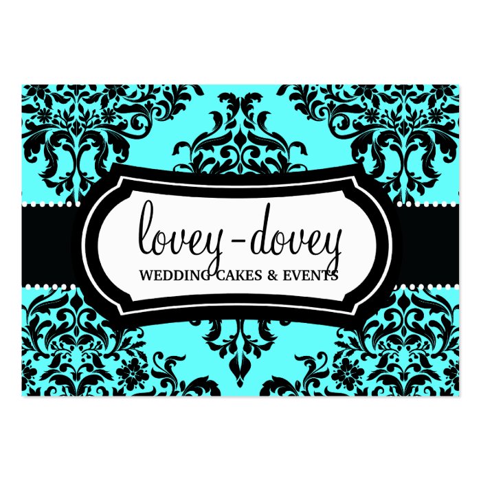 311 Lovey Dovey Damask Appointment Card Turquoise Business Card