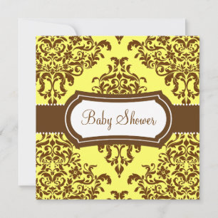 311 Lovey Dovey Damask Baby Shower Tropical Banana Invitation