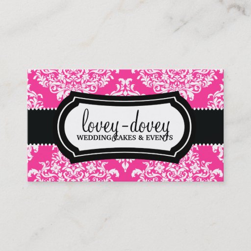 Customizable 311 Lovey Dovey Damask Hot Pink Business Card