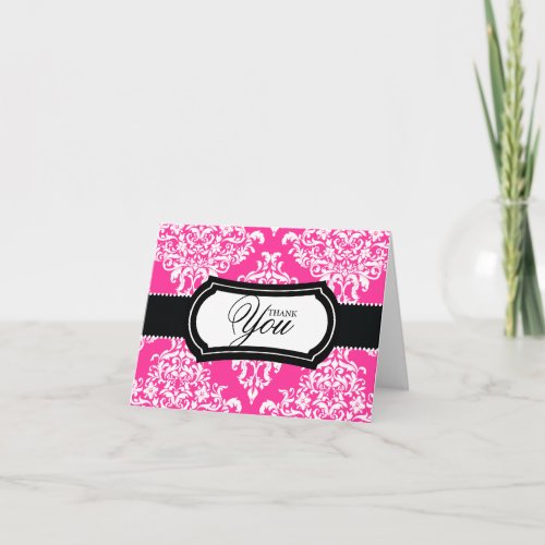 311 Lovey Dovey Damask Thank You Hot Pink