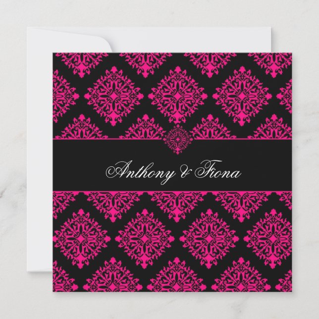 311 Luciana Hot Pink & Black Invitation (Front)