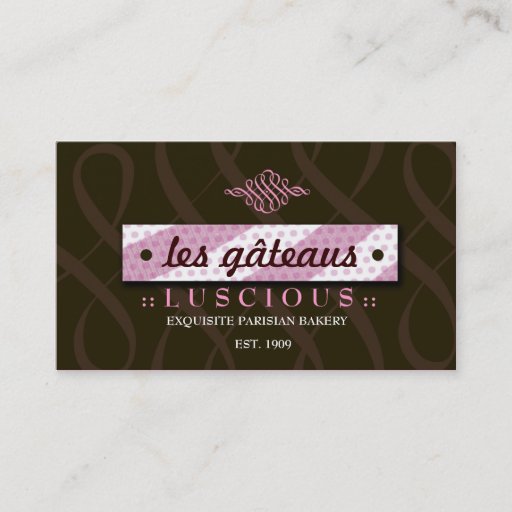 Customizable 311-LUSCIOUS PINK &amp; CHOCOLATE BUSINESS CARD TEMPLATE