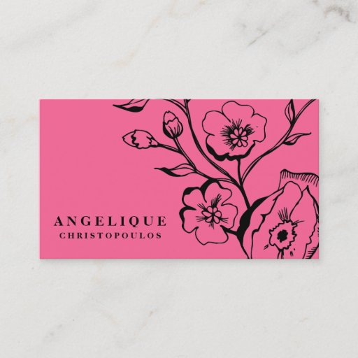 Customizable 311-Lush Pink Black Business Card Template
