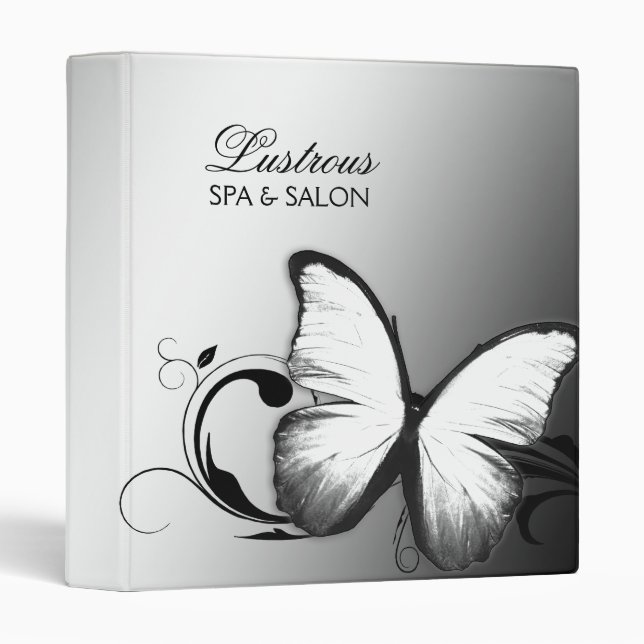 311 Lustrous Butterfly Black White 3 Ring Binder (Front/Spine)