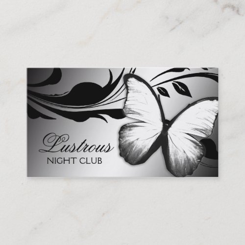 311 Lustrous Butterfly Black White Business Card