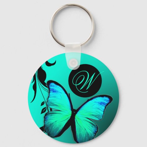 311 Lustrous Butterfly Turquoise Blue Keychain