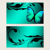311 Lustrous Butterfly Turquoise Blue Name Card (Front & Back)