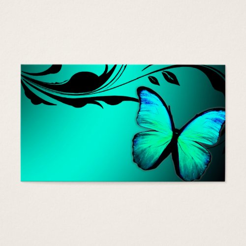 311 Lustrous Butterfly Turquoise Blue Name Card