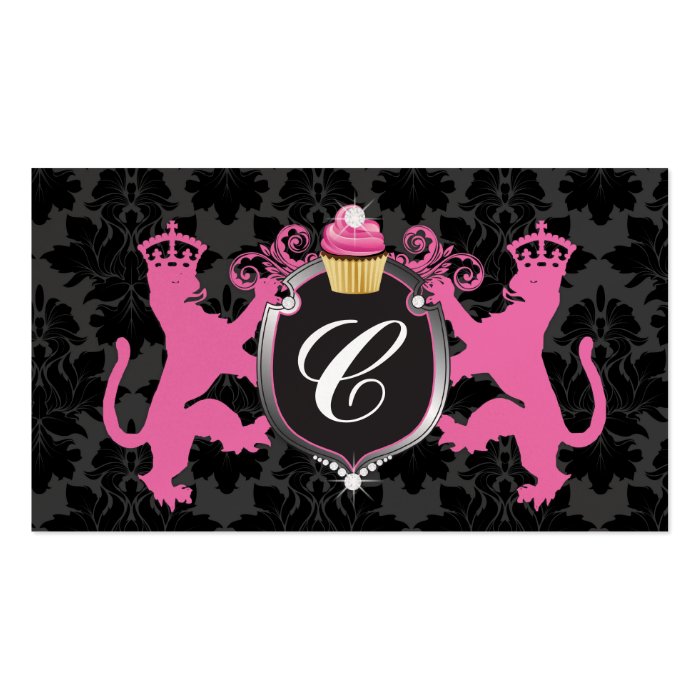 311 Luxe Lion Heraldry Cupcake Pink Metallic Pearl Business Card