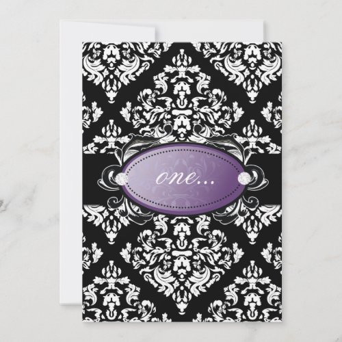 311 Luxuriously Black White Damask Purple Invite