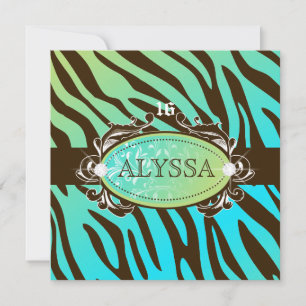 311-Luxuriously Oceanic Zebra Sweet 16 Invitation